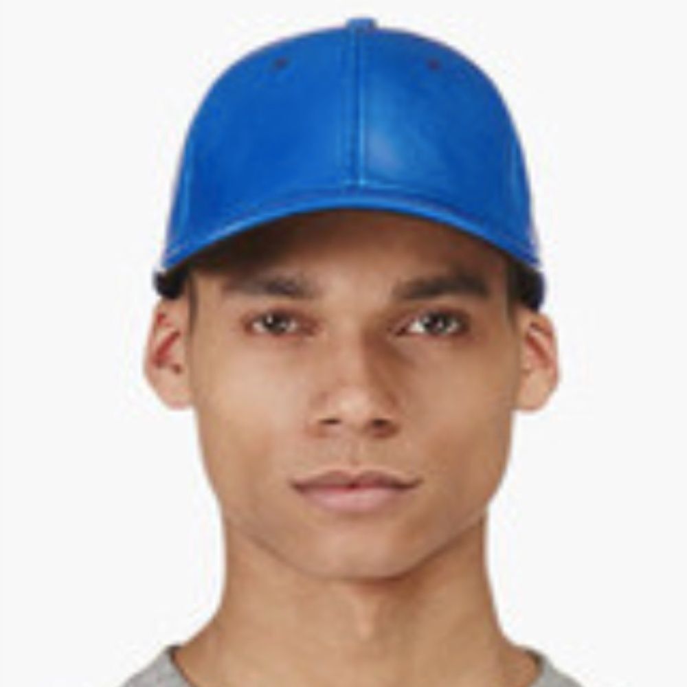 NEW Marc By Marc Jacobs Meteorite Blue Grained Leather Baseball Cap One Size